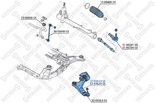 Рычаг левый STELLOX 57-03619-SX