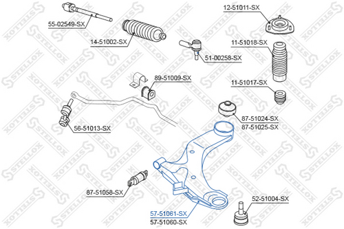 Рычаг левый STELLOX 57-51061-SX