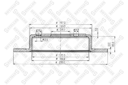 Тормозной диск задний STELLOX 6020-9943-SX