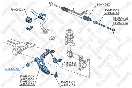 Сайлентблок рычага подвески STELLOX 77-00877-SX