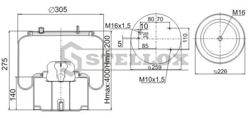 Кожух пневматической рессоры STELLOX 90-08364-SX