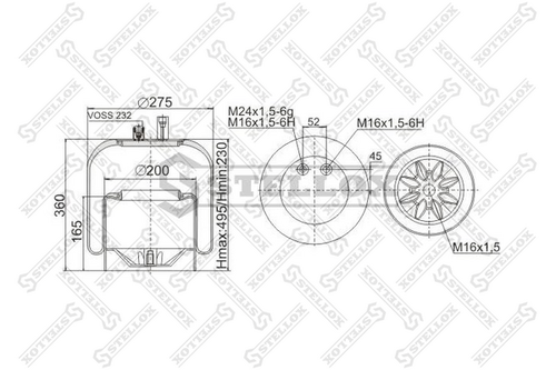 Кожух пневматической рессоры STELLOX 90-43905-SX