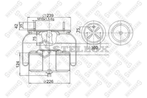 90-67621-sx пневмоподушка со стак. перед. 2шп.м10x1.5 1шт. STELLOX 90-67621-SX