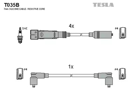 Комплект проводов зажигания alternative TESLA T035B