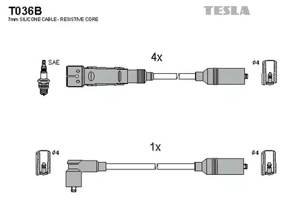 Комплект проводов зажигания TESLA T036B