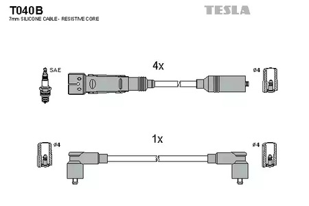 Комплект проводов зажигания alternative TESLA T040B