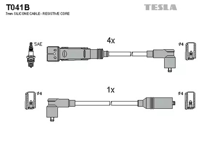 Комплект проводов зажигания alternative TESLA T041B