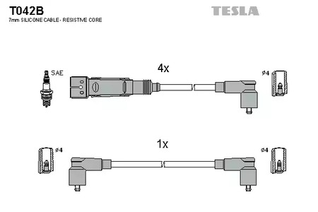 Комплект проводов зажигания alternative TESLA T042B