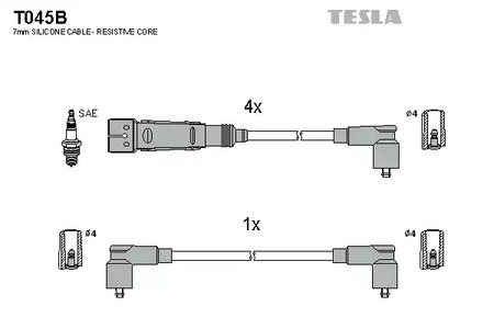 Комплект проводов зажигания alternative TESLA T045B