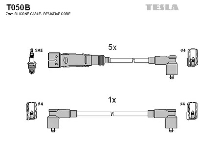 Комплект проводов зажигания alternative TESLA T050B