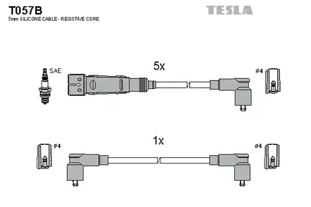 Комплект проводов зажигания alternative TESLA T057B