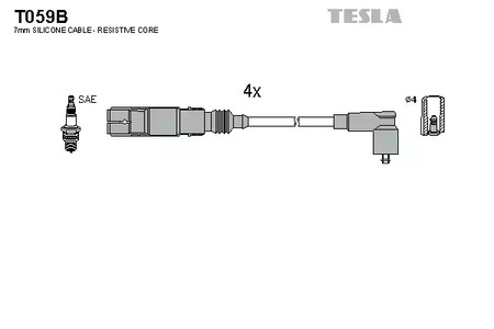 Комплект проводов зажигания alternative TESLA T059B