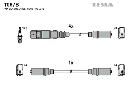 Комплект проводов зажигания alternative TESLA T067B