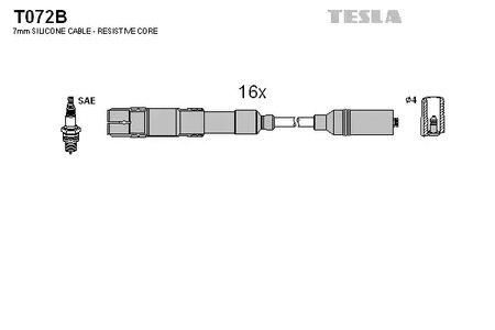 Комплект проводов зажигания alternative TESLA T072B