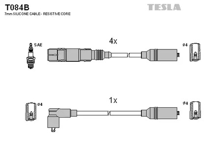 Комплект проводов зажигания alternative TESLA T084B
