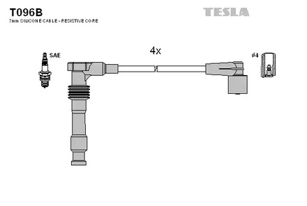 Комплект проводов зажигания alternative TESLA T096B