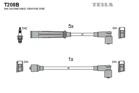 Комплект проводов зажигания TESLA T208B