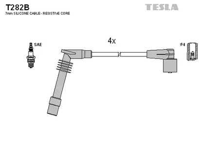 Комплект проводов зажигания TESLA T282B