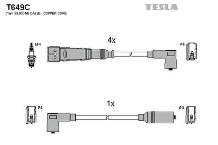 Комплект проводов зажигания original TESLA T649C
