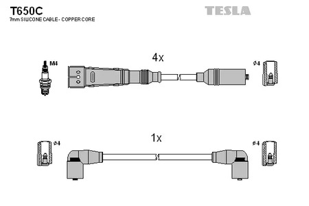 Комплект проводов зажигания original TESLA T650C