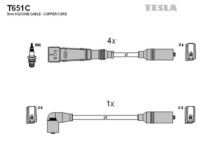 Комплект проводов зажигания original TESLA T651C