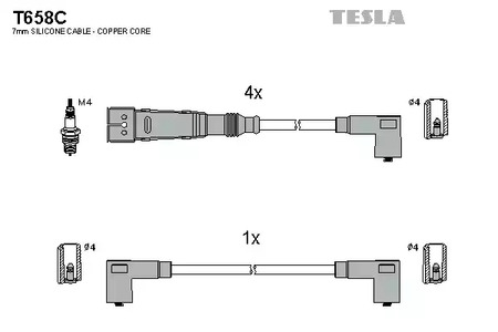 Комплект проводов зажигания original TESLA T658C