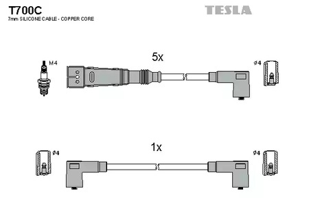 Комплект проводов зажигания original TESLA T700C
