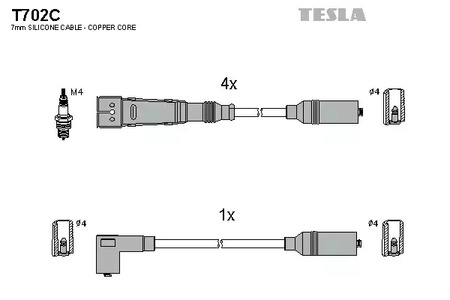 Комплект проводов зажигания original TESLA T702C
