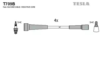 Комплект проводов зажигания TESLA T709B
