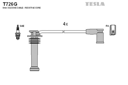 Комплект проводов зажигания TESLA T726G