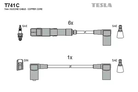 Комплект проводов зажигания original TESLA T741C