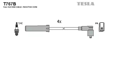 Комплект проводов зажигания TESLA T767B