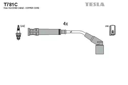 Комплект проводов зажигания original TESLA T781C