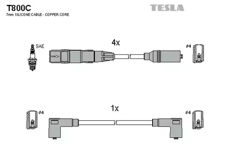 Комплект проводов зажигания original TESLA T800C