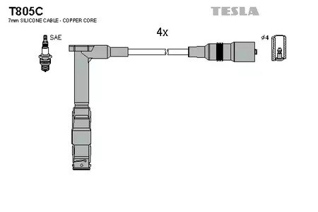 Комплект проводов зажигания original TESLA T805C