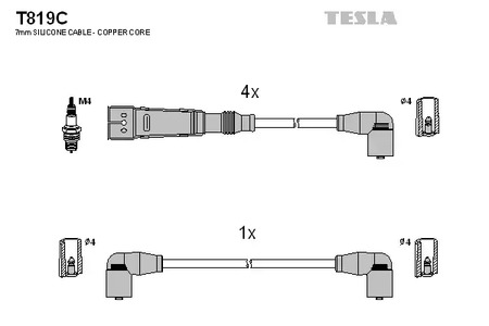 Комплект проводов зажигания original TESLA T819C