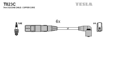 Комплект проводов зажигания original TESLA T823C