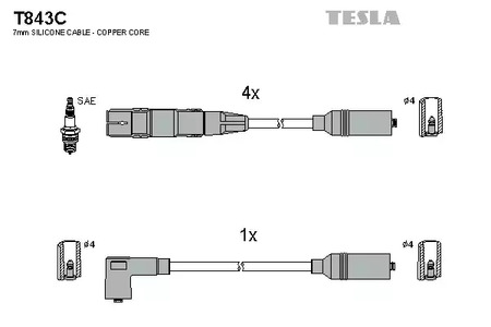 Комплект проводов зажигания original TESLA T843C