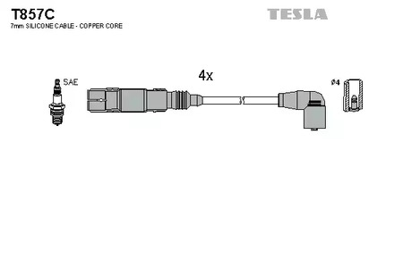 Комплект проводов зажигания original TESLA T857C
