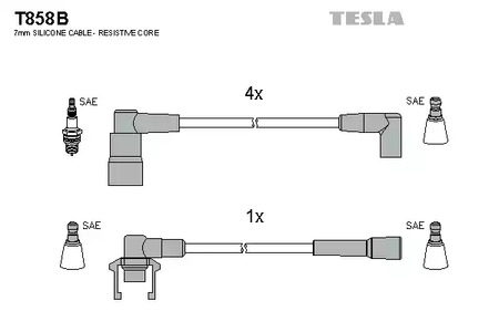 Комплект проводов зажигания TESLA T858B