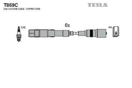 Комплект проводов зажигания original TESLA T869C
