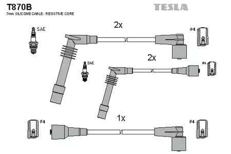 Комплект проводов зажигания TESLA T870B