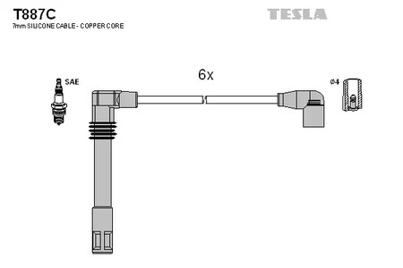 Комплект проводов зажигания original TESLA T887C