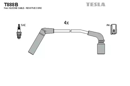 Комплект проводов зажигания TESLA T888B