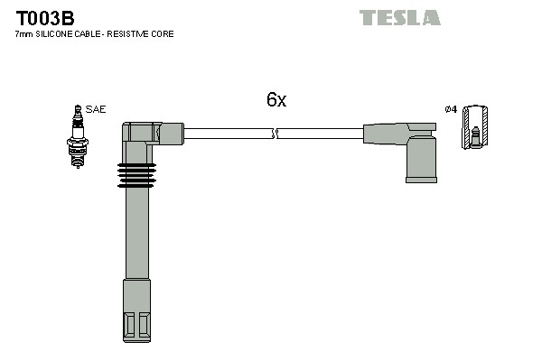 Комплект проводов зажигания alternative TESLA T003B