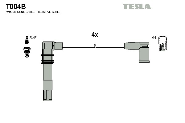 Комплект проводов зажигания alternative TESLA T004B
