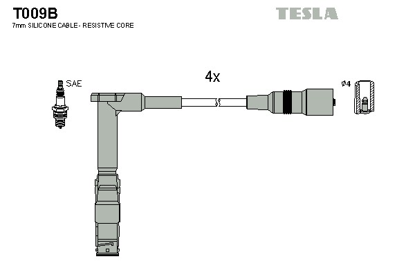 Комплект проводов зажигания alternative TESLA T009B