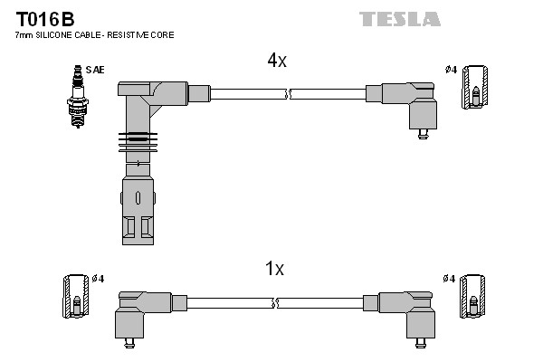 Комплект проводов зажигания alternative TESLA T016B
