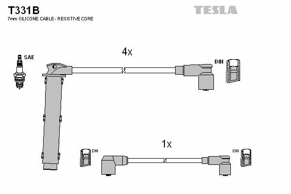 Комплект проводов зажигания TESLA T331B