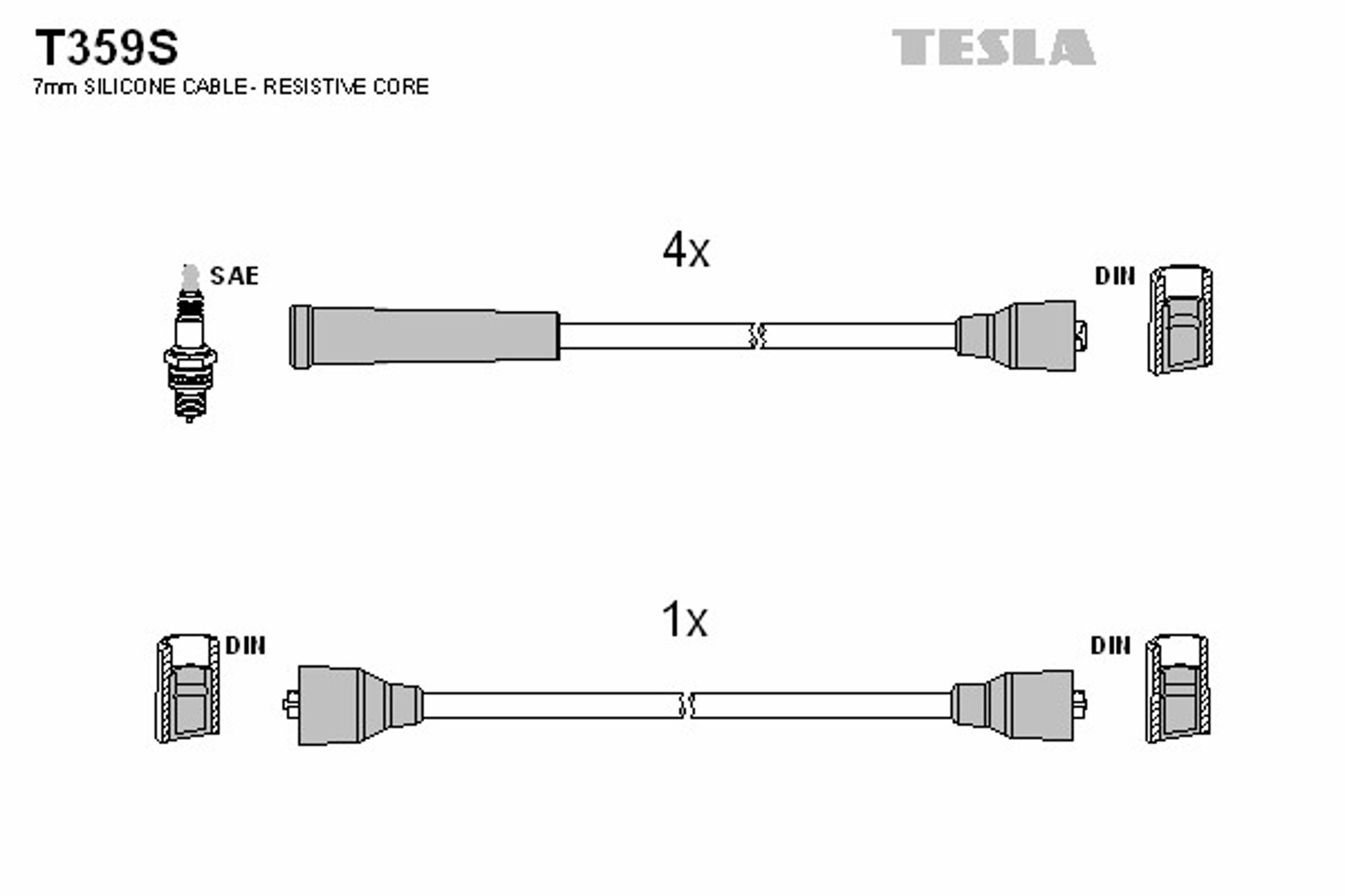 Комплект проводов зажигания TESLA T359S